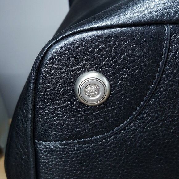 BROOKS BROTHERS Golden Fleece Black Pebbled Leather Weekender Travel Duffel Bag - Picture 8 of 13